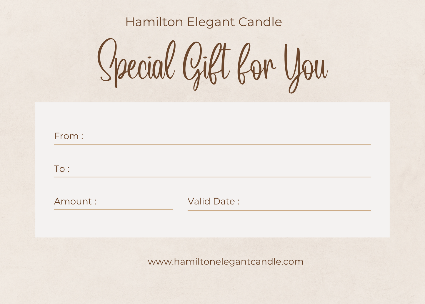 Hamilton Elegant Candle Gift Card